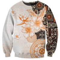 Fiji Sweatshirt Masi Tapa Pattern Brown LT05 Unisex Brown - Polynesian Pride