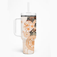 Fiji Tumbler With Handle Masi Tapa Pattern Brown