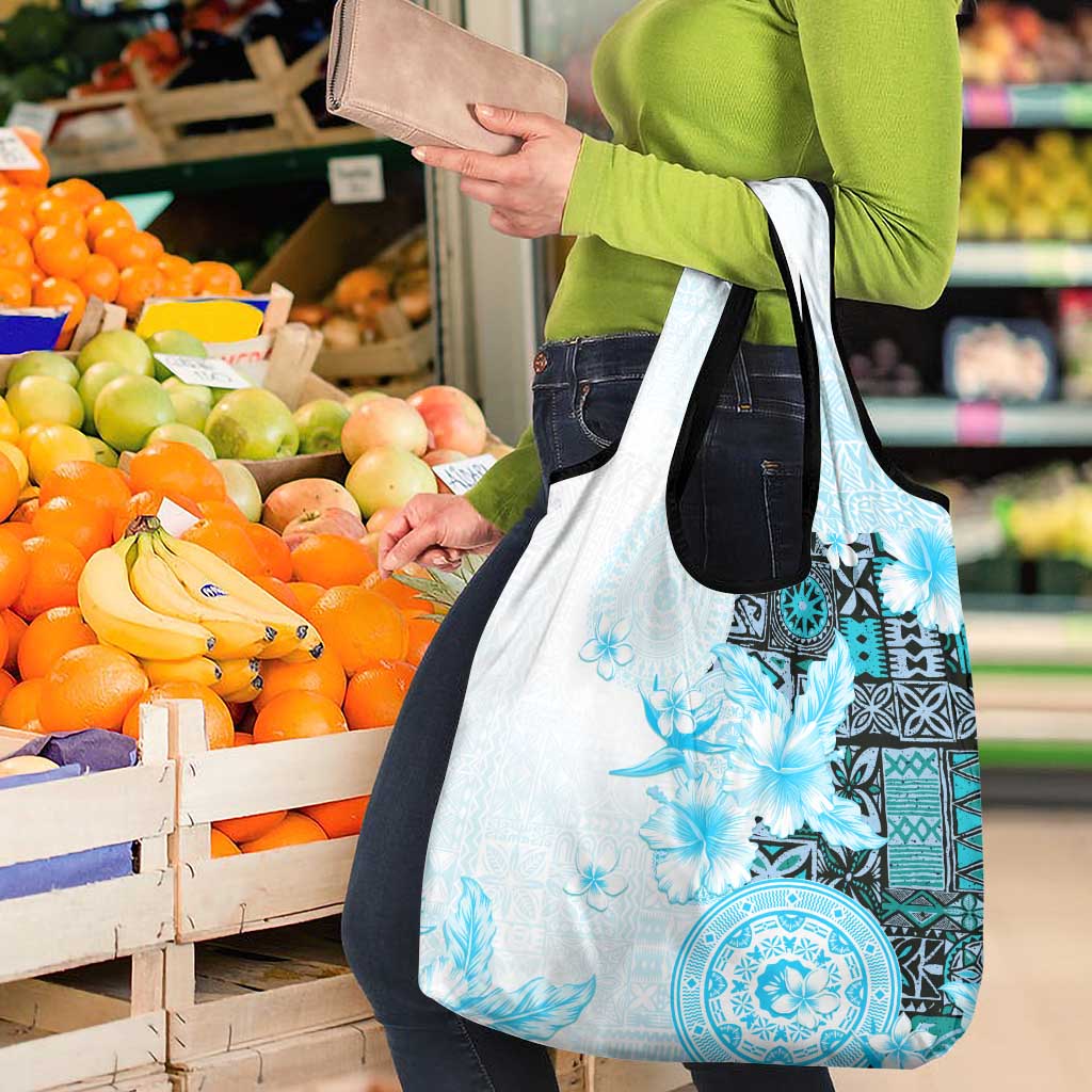 Fiji Grocery Bag Masi Tapa Pattern Blue