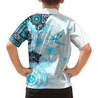 Fiji Kid Hawaiian Shirt Masi Tapa Pattern Blue LT05 - Polynesian Pride