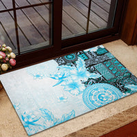 Fiji Rubber Doormat Masi Tapa Pattern Blue LT05 - Polynesian Pride