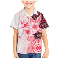 Fiji Family Matching Mermaid Dress and Hawaiian Shirt Masi Tapa Pattern Red LT05 Son's Shirt Red - Polynesian Pride