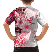 Fiji Kid Hawaiian Shirt Masi Tapa Pattern Red LT05 - Polynesian Pride