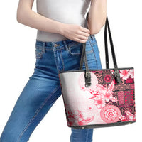 Fiji Leather Tote Bag Masi Tapa Pattern Red LT05 - Polynesian Pride