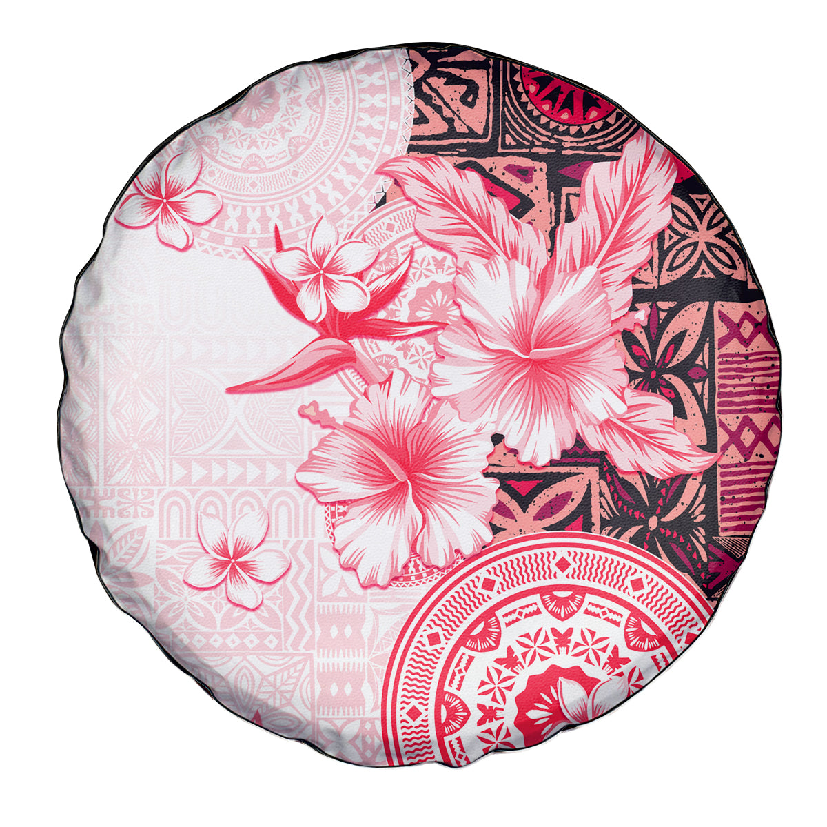 Fiji Spare Tire Cover Masi Tapa Pattern Red LT05 - Polynesian Pride
