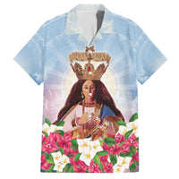 Guam Patroness Family Matching Off The Shoulder Long Sleeve Dress and Hawaiian Shirt The Legend Santa Marian Kamalen LT05 Dad's Shirt - Short Sleeve Blue - Polynesian Pride