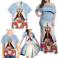 Guam Patroness Family Matching Off Shoulder Maxi Dress and Hawaiian Shirt The Legend Santa Marian Kamalen LT05 - Polynesian Pride