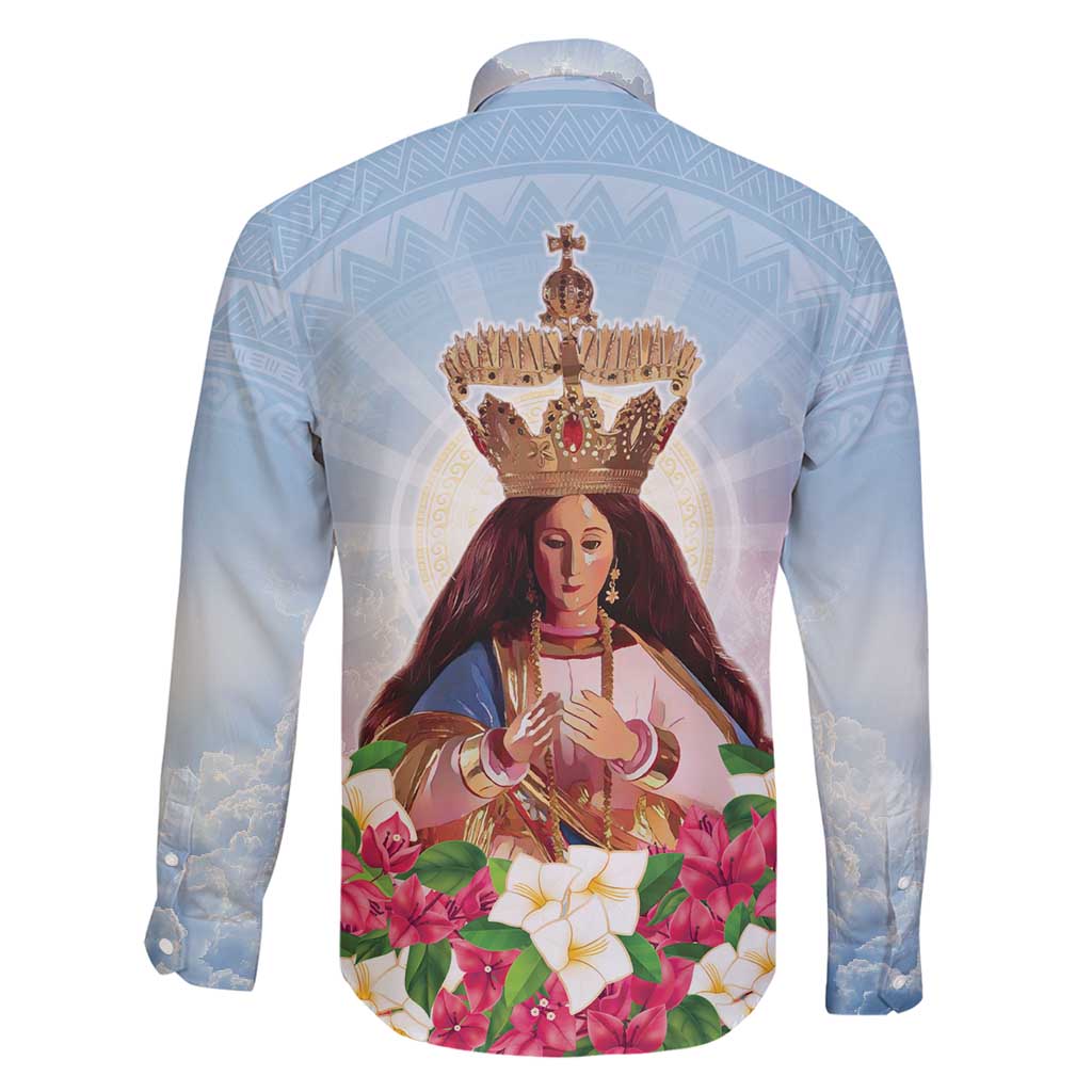 Guam Patroness Family Matching Off Shoulder Short Dress and Hawaiian Shirt The Legend Santa Marian Kamalen LT05 - Polynesian Pride