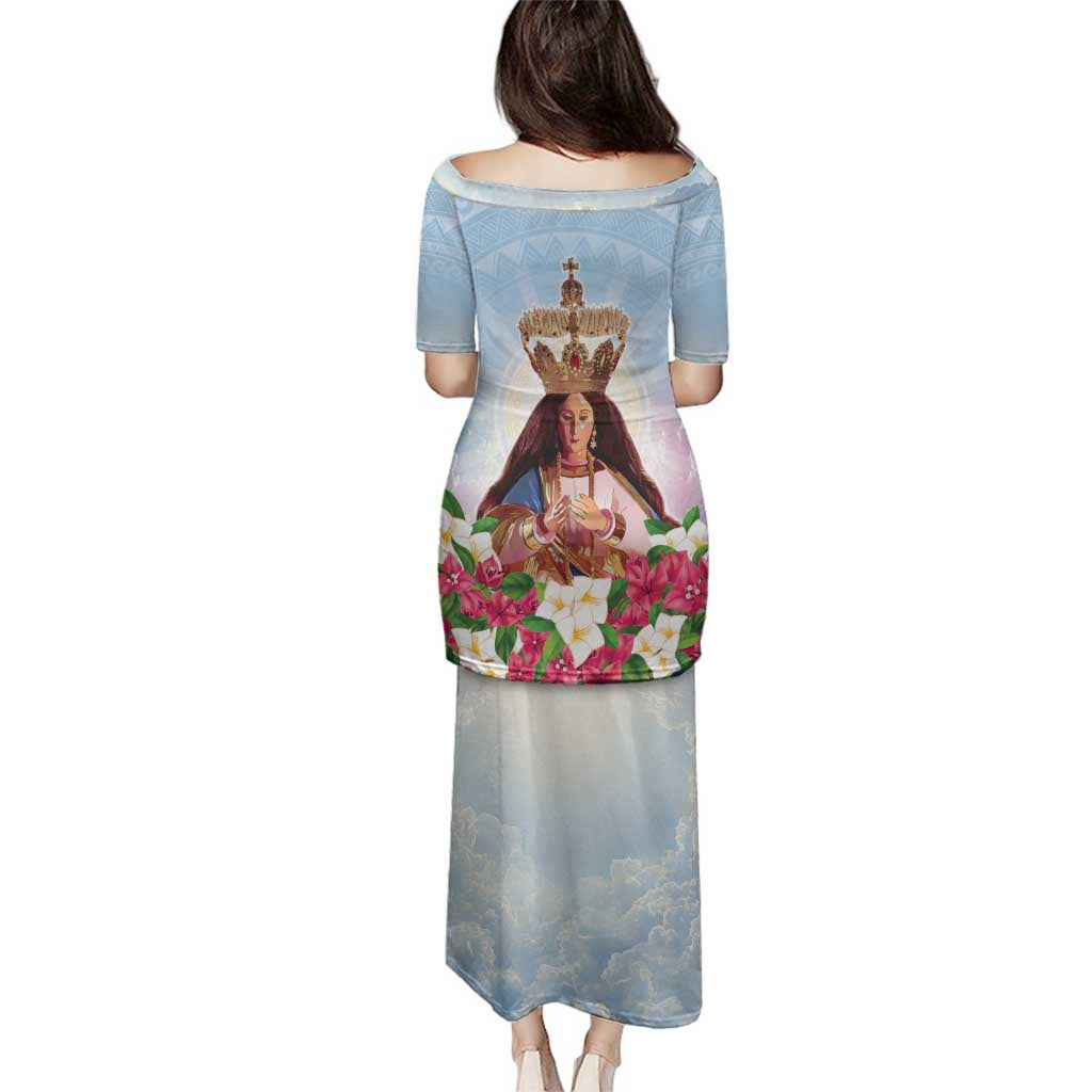 Guam Patroness Family Matching Puletasi and Hawaiian Shirt The Legend Santa Marian Kamalen LT05 - Polynesian Pride