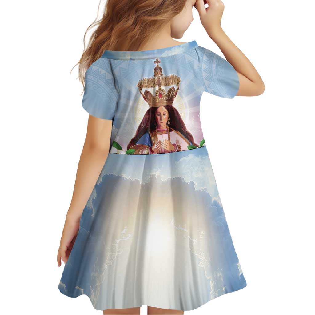 Guam Patroness Family Matching Short Sleeve Bodycon Dress and Hawaiian Shirt The Legend Santa Marian Kamalen