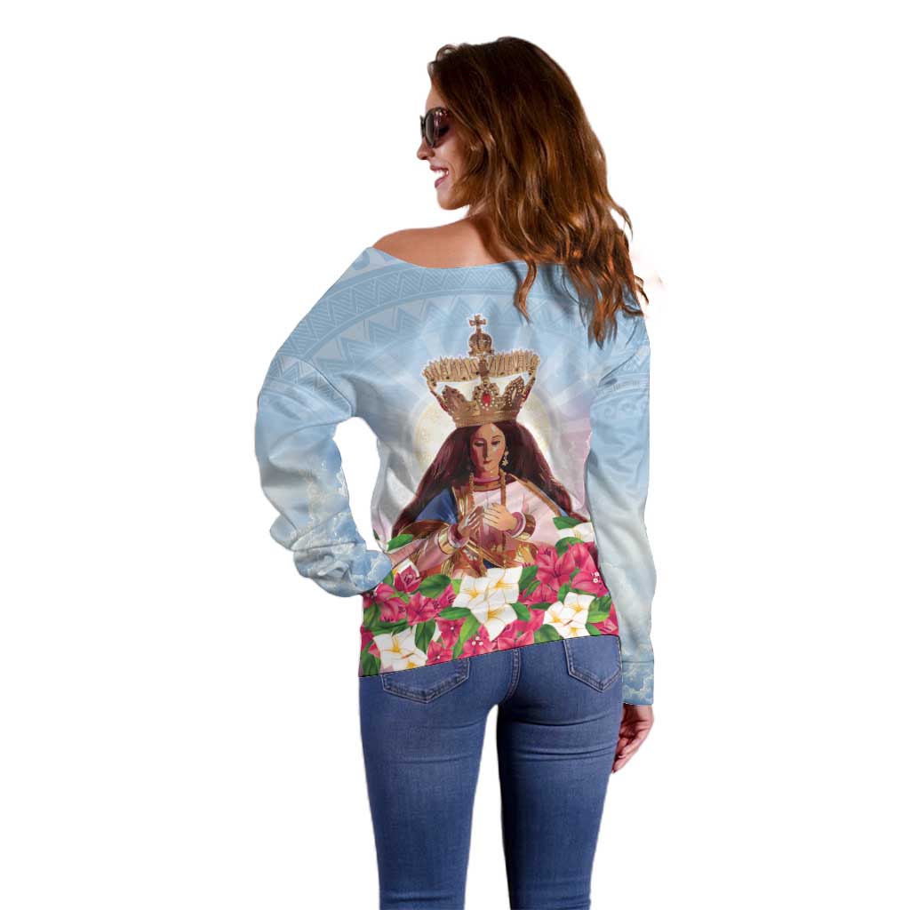 Guam Patroness Off Shoulder Sweater The Legend Santa Marian Kamalen