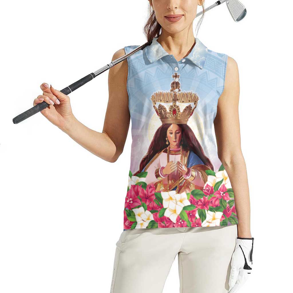 Guam Patroness Women Sleeveless Polo Shirt The Legend Santa Marian Kamalen