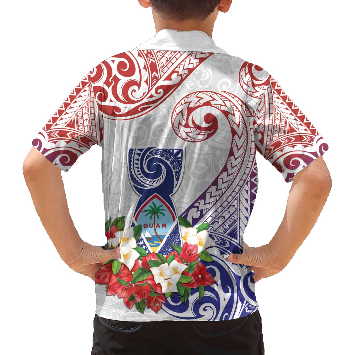 Happy Guam Santa Marian Kamalen Day Family Matching Off The Shoulder Long Sleeve Dress and Hawaiian Shirt LT05 - Polynesian Pride