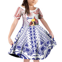 Happy Guam Santa Marian Kamalen Day Family Matching Off Shoulder Short Dress and Hawaiian Shirt LT05 Daughter's Dress White - Polynesian Pride