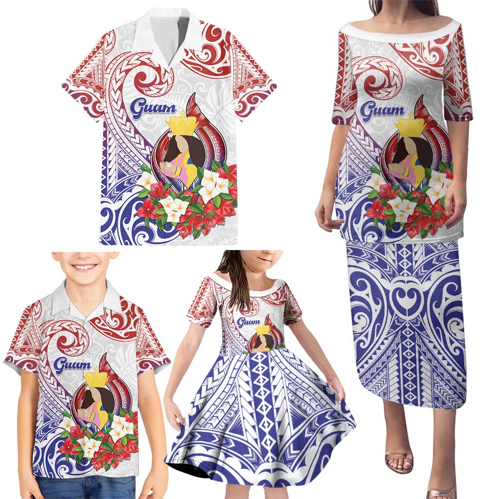 Happy Guam Santa Marian Kamalen Day Family Matching Puletasi and Hawaiian Shirt LT05 - Polynesian Pride