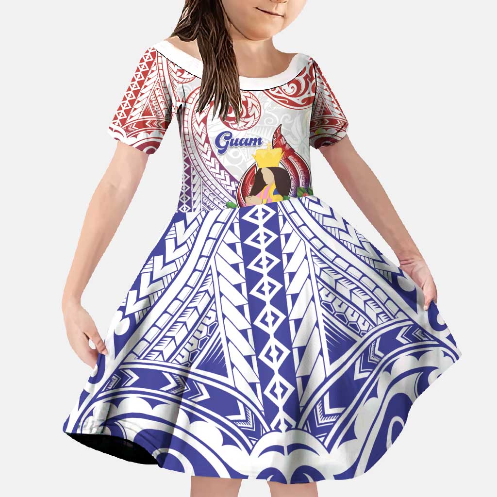 Happy Guam Santa Marian Kamalen Day Family Matching Short Sleeve Bodycon Dress and Hawaiian Shirt