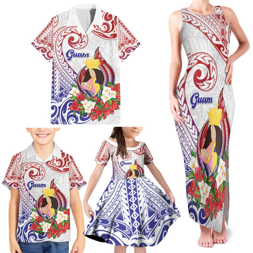 Happy Guam Santa Marian Kamalen Day Family Matching Tank Maxi Dress and Hawaiian Shirt LT05 - Polynesian Pride