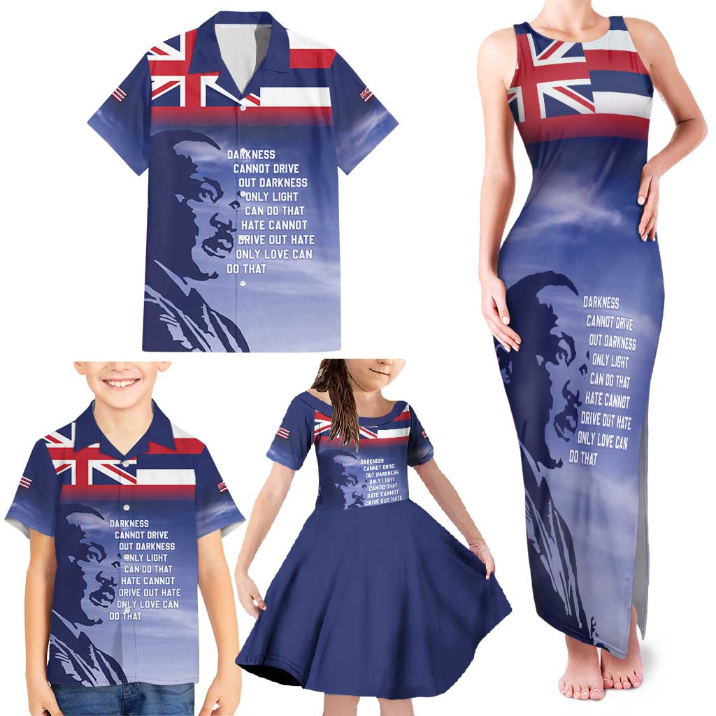 Hawaii MLK Day Family Matching Tank Maxi Dress and Hawaiian Shirt