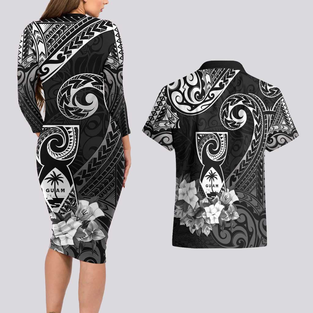 Guam MLK Day Couples Matching Long Sleeve Bodycon Dress and Hawaiian Shirt The Legacy Of MLK LT05 - Polynesian Pride