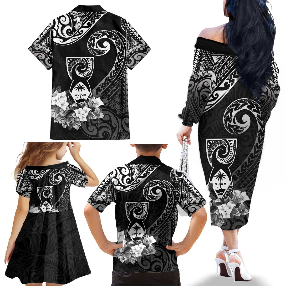 Guam MLK Day Family Matching Off The Shoulder Long Sleeve Dress and Hawaiian Shirt The Legacy Of MLK LT05 - Polynesian Pride