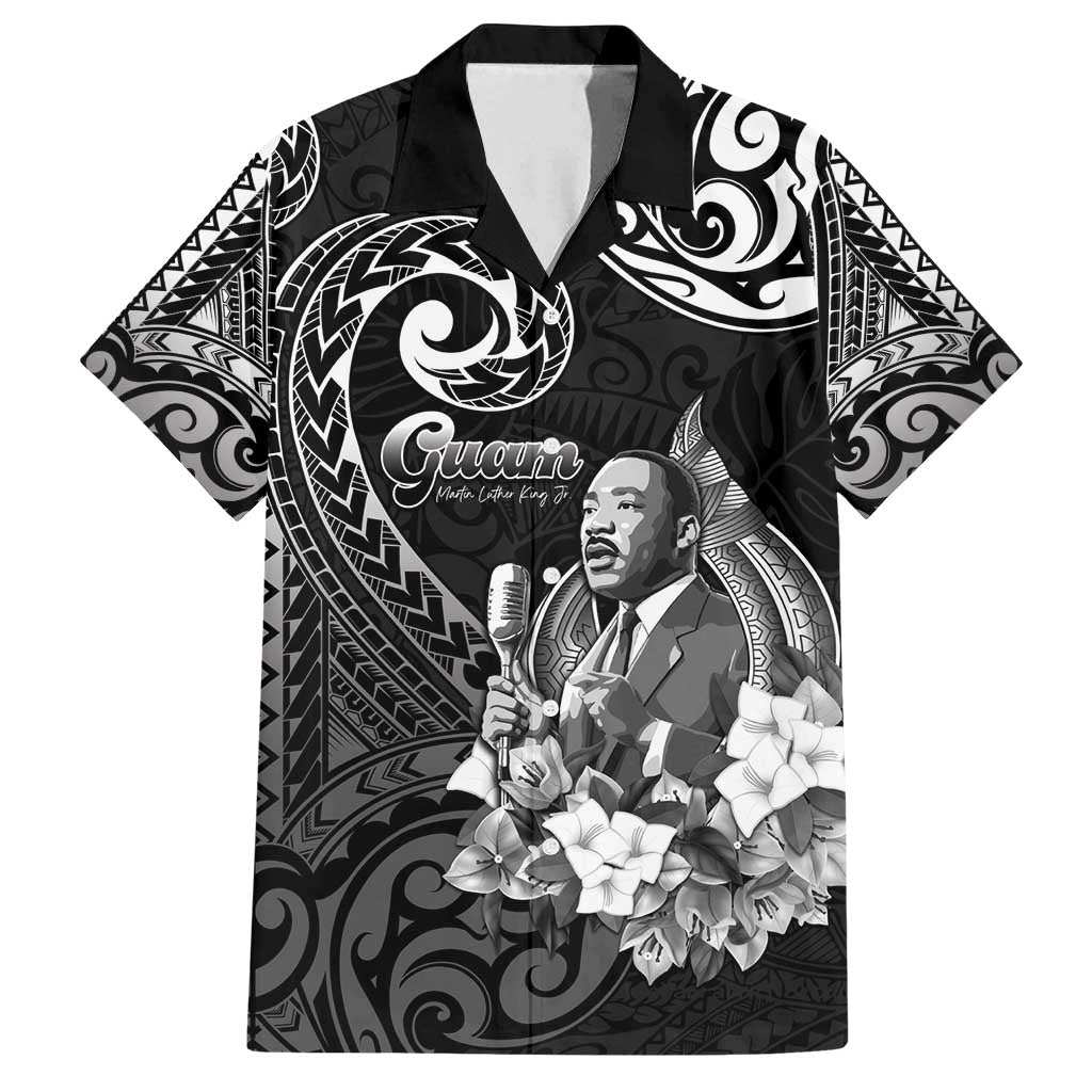Guam MLK Day Family Matching Off Shoulder Maxi Dress and Hawaiian Shirt The Legacy Of MLK LT05 Dad's Shirt - Short Sleeve Black - Polynesian Pride