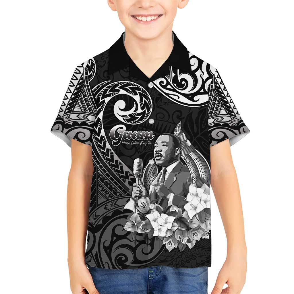 Guam MLK Day Family Matching Off Shoulder Short Dress and Hawaiian Shirt The Legacy Of MLK LT05 Son's Shirt Black - Polynesian Pride