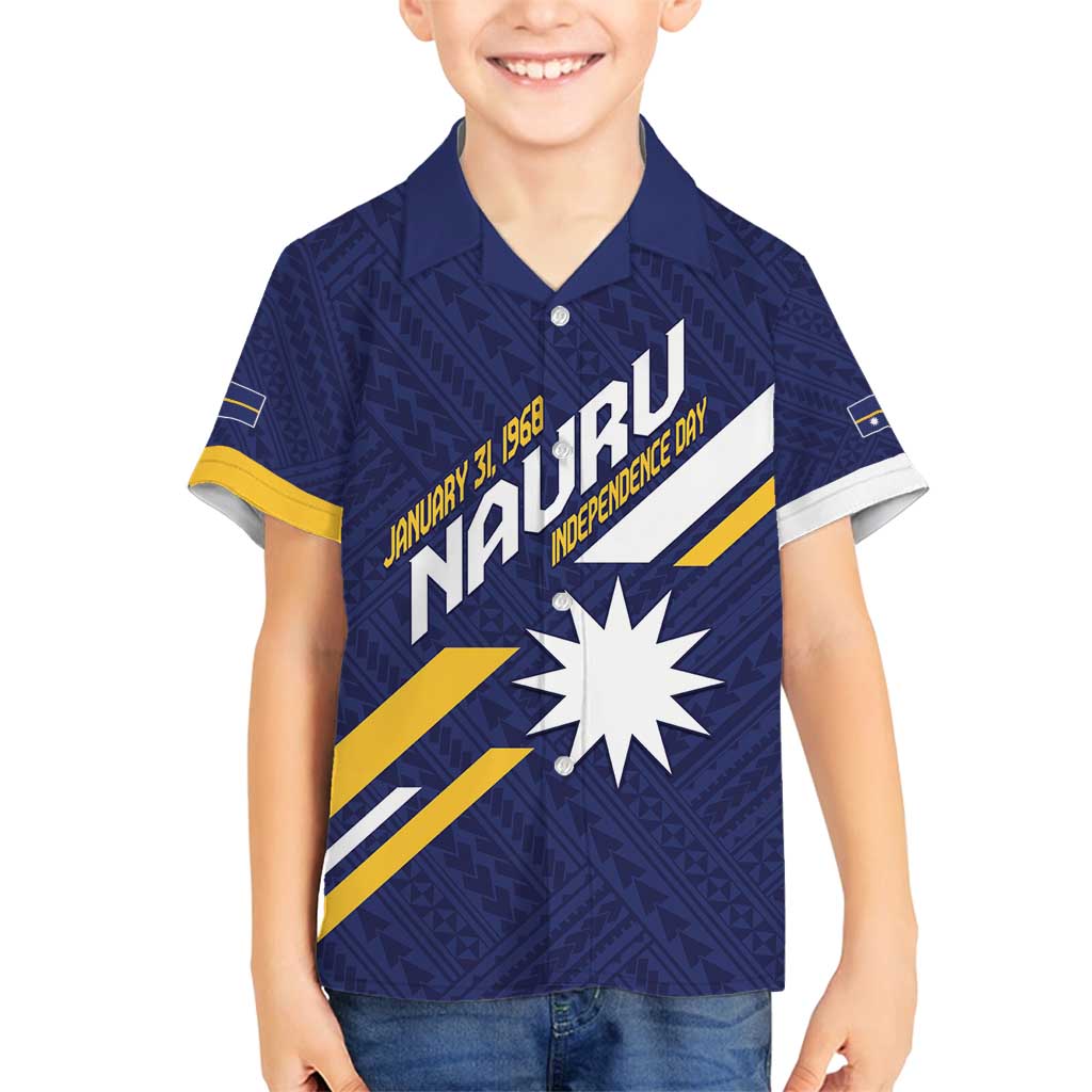 Personalised Happy Nauru Independence Day Family Matching Summer Maxi Dress and Hawaiian Shirt Polynesian Pattern