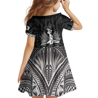 Haiti 1804 Family Matching Long Sleeve Bodycon Dress and Hawaiian Shirt Polynesian Silver Neg Maron LT05 - Polynesian Pride