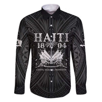 Haiti 1804 Family Matching Off The Shoulder Long Sleeve Dress and Hawaiian Shirt Polynesian Silver Neg Maron LT05 Dad's Shirt - Long Sleeve Silver - Polynesian Pride