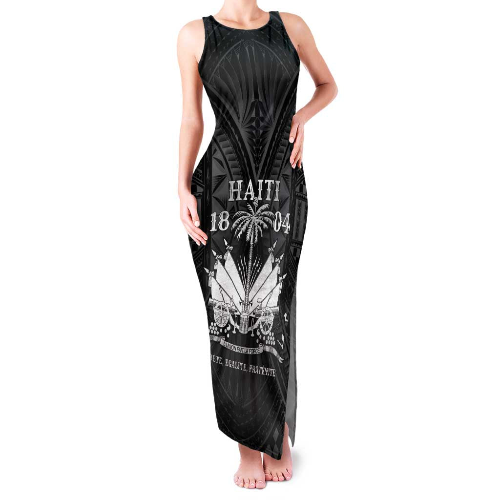 Haiti 1804 Family Matching Tank Maxi Dress and Hawaiian Shirt Polynesian Silver Neg Maron