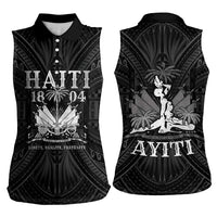 Haiti 1804 Women Sleeveless Polo Shirt Polynesian Silver Neg Maron