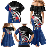 Custom New Zealand Auckland Cricket Family Matching Mermaid Dress and Hawaiian Shirt With Maori Pattern LT05 - Polynesian Pride