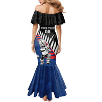 Custom New Zealand Auckland Cricket Family Matching Mermaid Dress and Hawaiian Shirt With Maori Pattern LT05 - Polynesian Pride