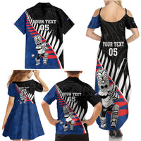 Custom New Zealand Auckland Cricket Family Matching Summer Maxi Dress and Hawaiian Shirt With Maori Pattern LT05 - Polynesian Pride