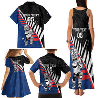 Custom New Zealand Auckland Cricket Family Matching Tank Maxi Dress and Hawaiian Shirt With Maori Pattern LT05 - Polynesian Pride