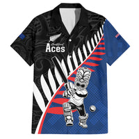Custom New Zealand Auckland Cricket Family Matching Tank Maxi Dress and Hawaiian Shirt With Maori Pattern LT05 Dad's Shirt - Short Sleeve Blue - Polynesian Pride