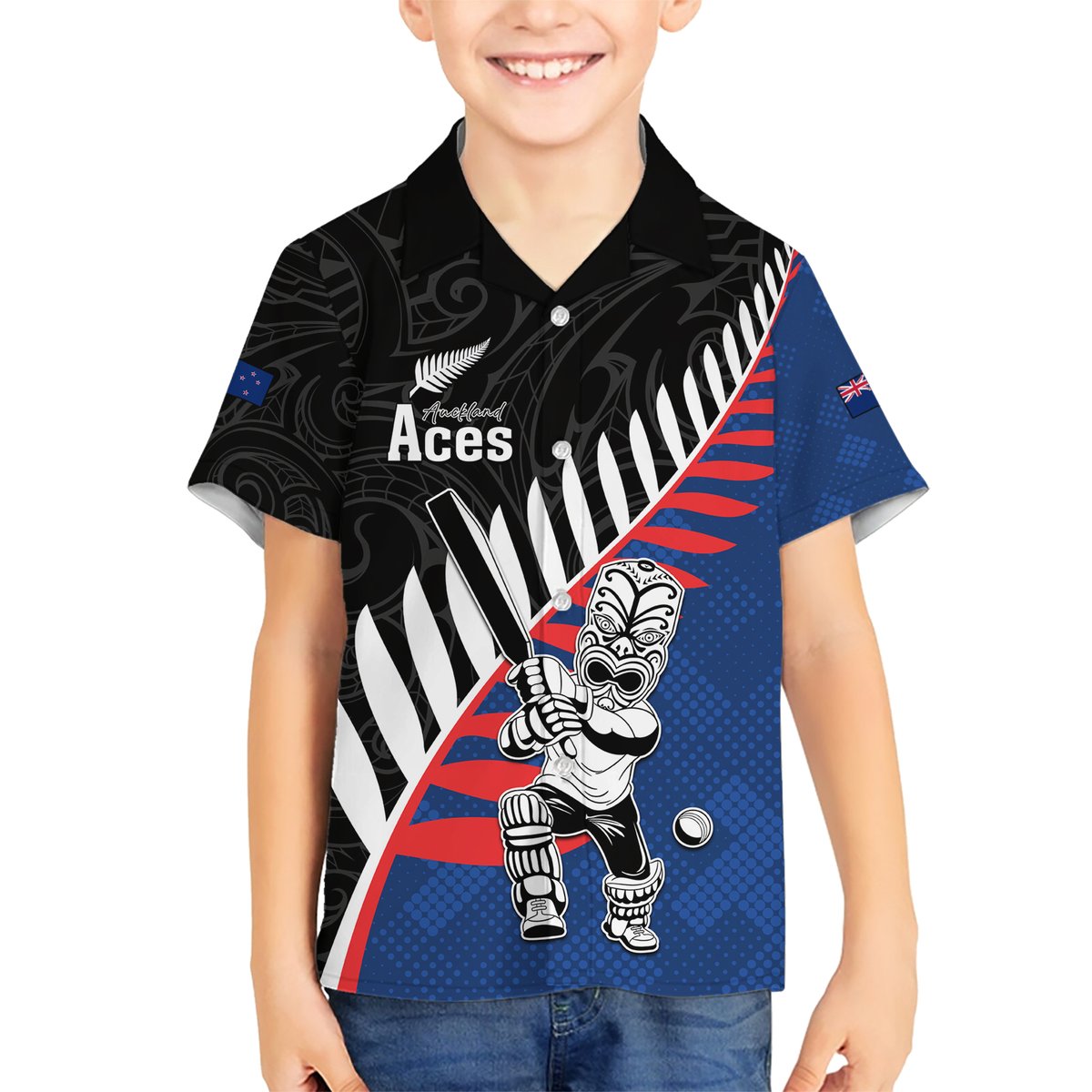 Custom New Zealand Auckland Cricket Hawaiian Shirt With Maori Pattern