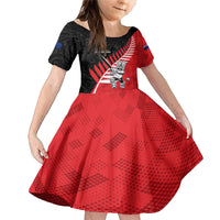 Custom New Zealand Canterbury Cricket Family Matching Mermaid Dress and Hawaiian Shirt With Maori Pattern LT05 Daughter's Dress Red - Polynesian Pride