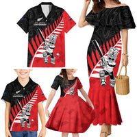 Custom New Zealand Canterbury Cricket Family Matching Mermaid Dress and Hawaiian Shirt With Maori Pattern LT05 - Polynesian Pride