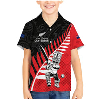 Custom New Zealand Canterbury Cricket Family Matching Mermaid Dress and Hawaiian Shirt With Maori Pattern LT05 Son's Shirt Red - Polynesian Pride