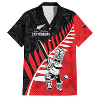 Custom New Zealand Canterbury Cricket Family Matching Off Shoulder Short Dress and Hawaiian Shirt With Maori Pattern LT05 Dad's Shirt - Short Sleeve Red - Polynesian Pride