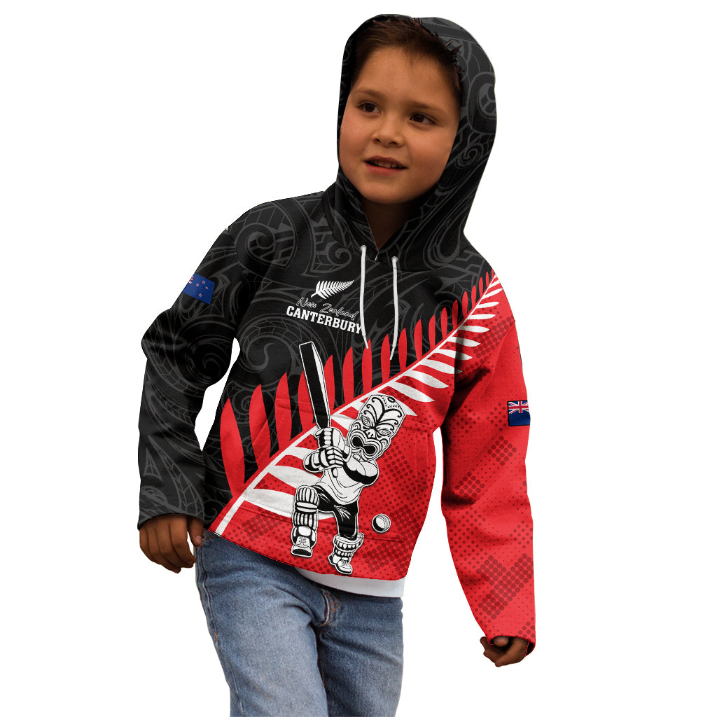 Custom New Zealand Canterbury Cricket Kid Hoodie With Maori Pattern LT05 - Polynesian Pride