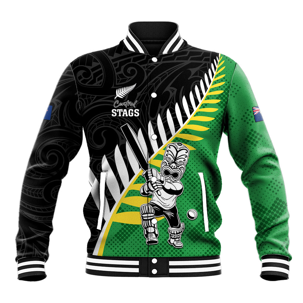 Custom New Zealand Central Districts Cricket Baseball Jacket With Maori Pattern LT05 Unisex Green - Polynesian Pride