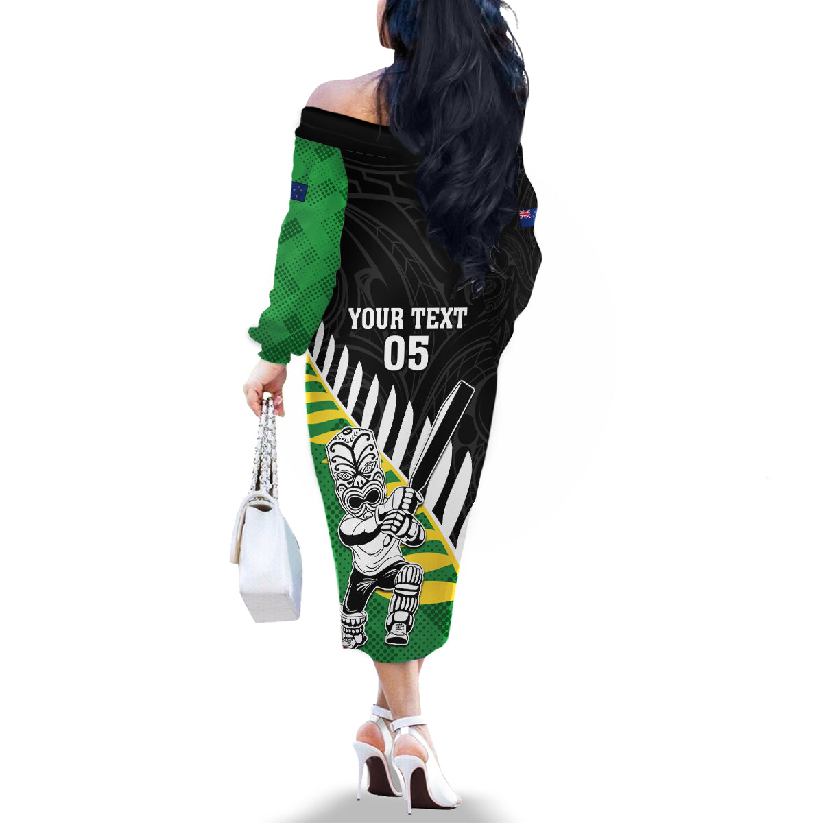 Custom New Zealand Central Districts Cricket Family Matching Off The Shoulder Long Sleeve Dress and Hawaiian Shirt With Maori Pattern LT05 - Polynesian Pride
