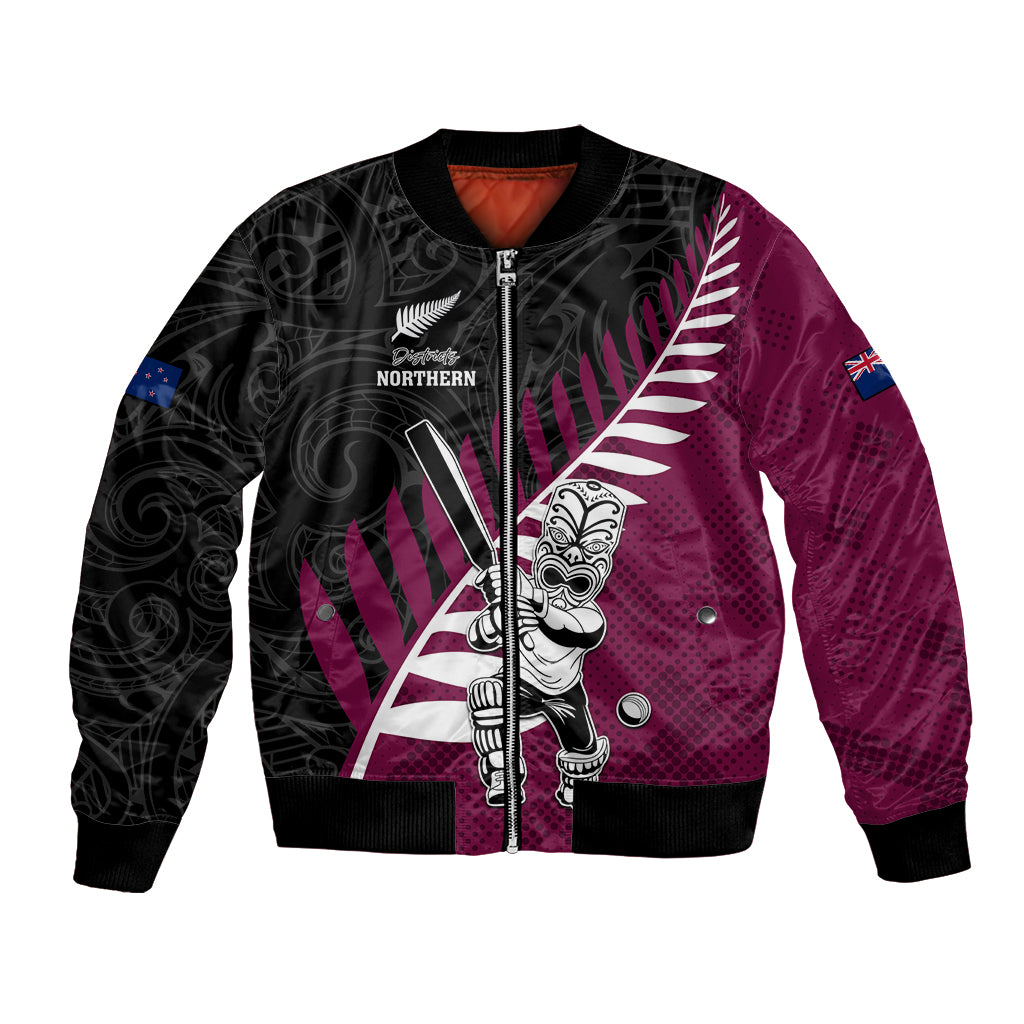 Custom New Zealand Northern Districts Cricket Bomber Jacket With Maori Pattern LT05 Unisex Maroon - Polynesian Pride
