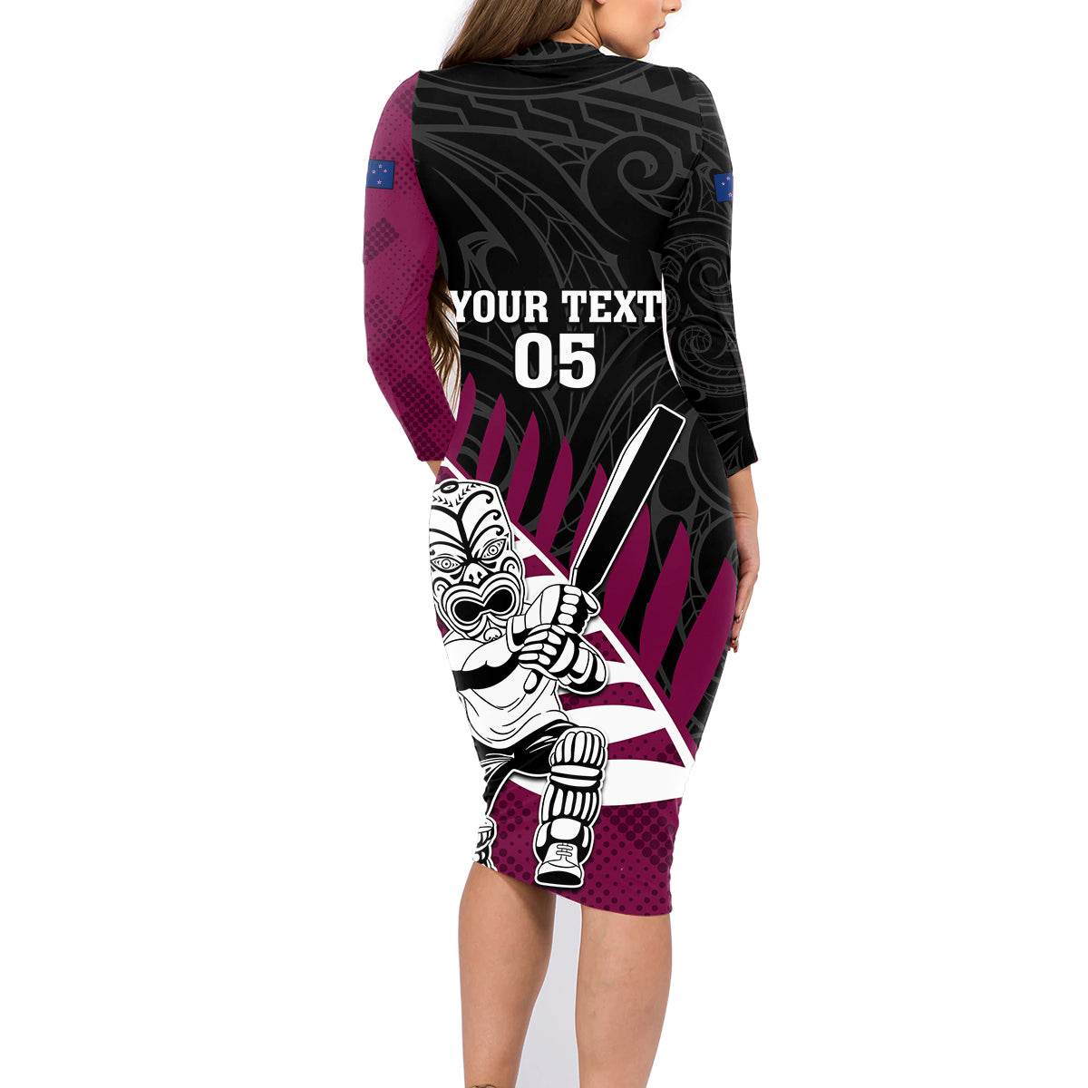 Custom New Zealand Northern Districts Cricket Family Matching Long Sleeve Bodycon Dress and Hawaiian Shirt With Maori Pattern LT05 - Polynesian Pride