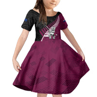 Custom New Zealand Northern Districts Cricket Family Matching Mermaid Dress and Hawaiian Shirt With Maori Pattern LT05 Daughter's Dress Maroon - Polynesian Pride
