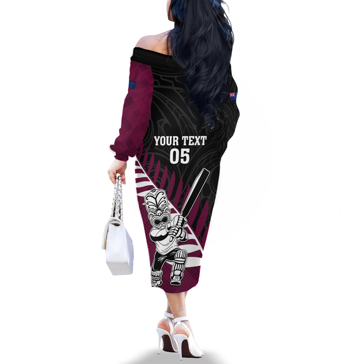 Custom New Zealand Northern Districts Cricket Family Matching Off The Shoulder Long Sleeve Dress and Hawaiian Shirt With Maori Pattern LT05 - Polynesian Pride