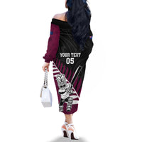 Custom New Zealand Northern Districts Cricket Family Matching Off The Shoulder Long Sleeve Dress and Hawaiian Shirt With Maori Pattern LT05 - Polynesian Pride