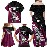 Custom New Zealand Northern Districts Cricket Family Matching Off Shoulder Maxi Dress and Hawaiian Shirt With Maori Pattern LT05 - Polynesian Pride